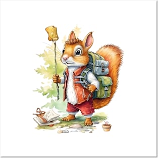 Watercolor Adventure Squirrel #1 Posters and Art